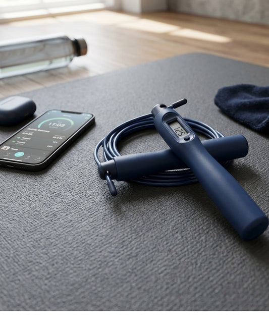 Tidm Adjustable Jump Rope Navy 10 ft with Counter