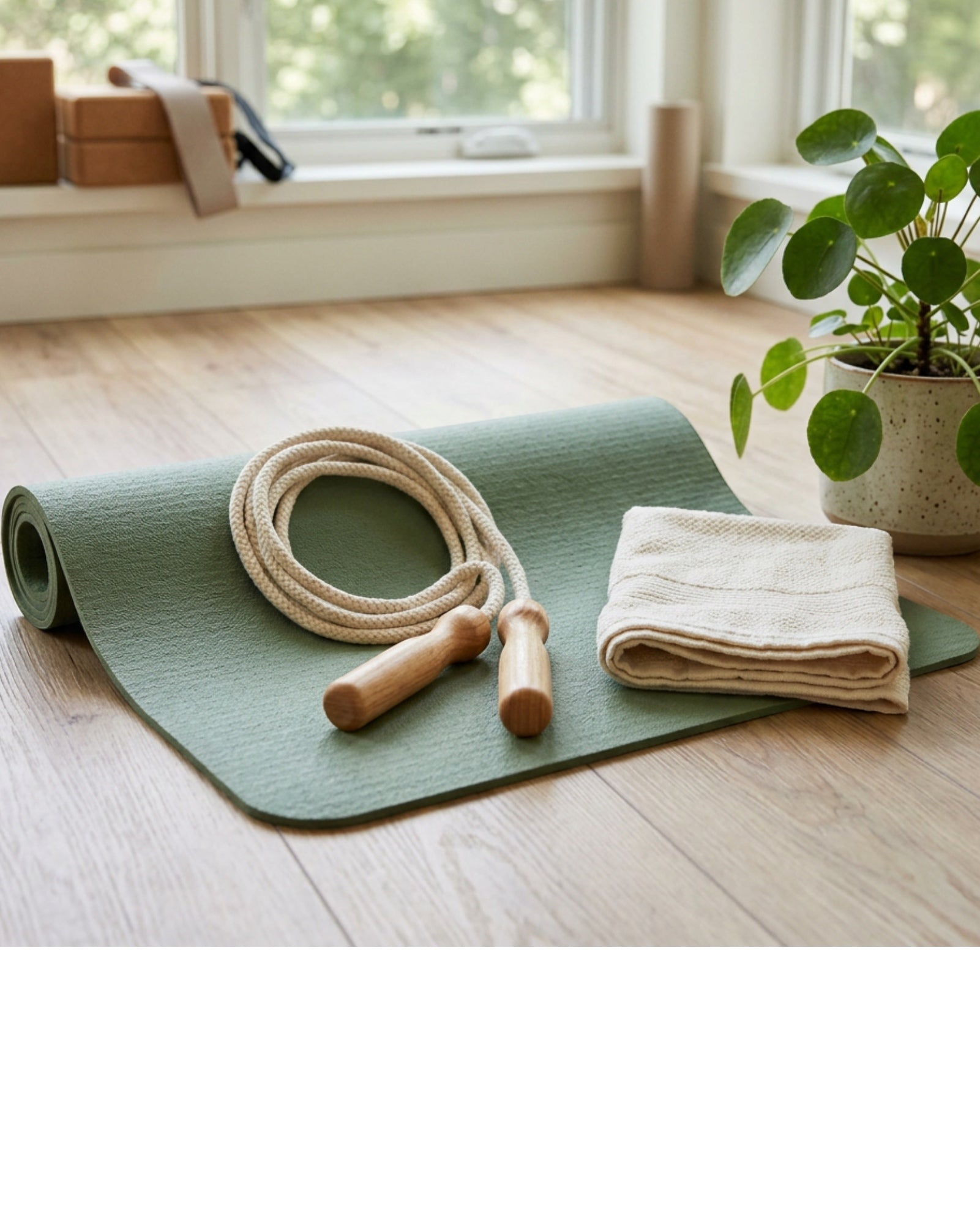Tidm Cotton Jump Rope Natural 8 ft Wood Handles