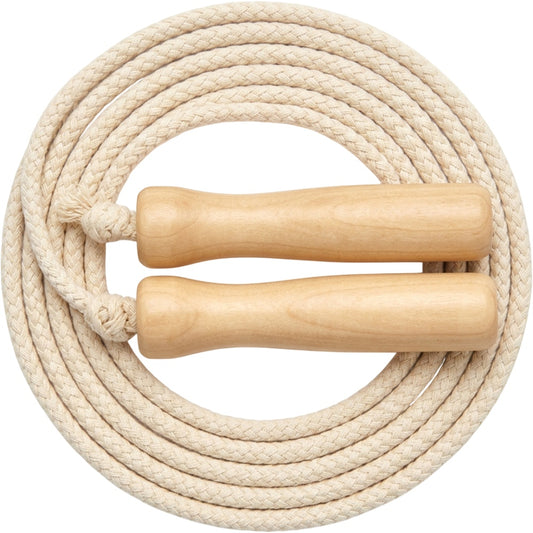 Tidm Cotton Jump Rope Natural 8 ft Wood Handles