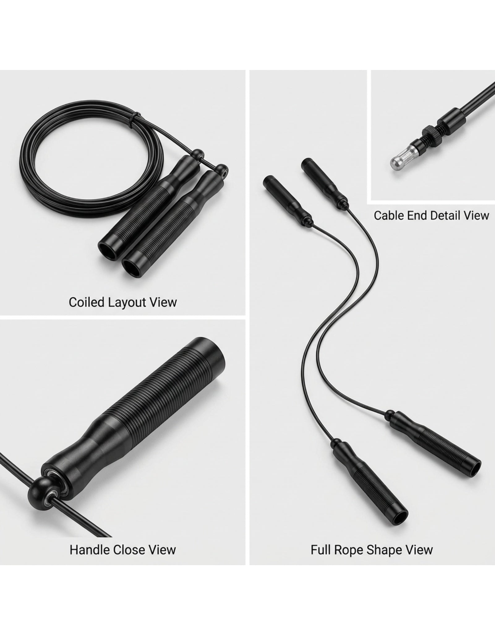 Tidm Speed Jump Rope Black 10 ft with Aluminum Handles