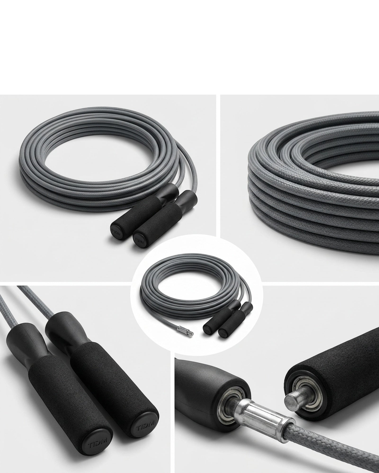 Tidm Weighted Jump Rope Gray 9 ft Foam Handles